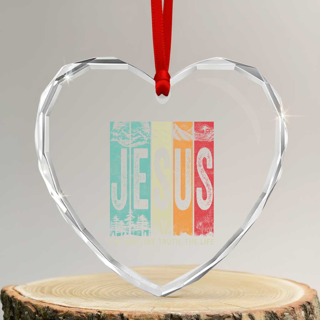 Jesus The Way The Truth The Life Heart Crystal Glass Ornament Christian Worship TS11 Transparent Glass 3'' Heart Print Your Wear
