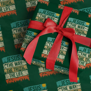 Jesus The Way The Truth The Life Wrapping Paper Roll Blessed Christians TS11 Green Print Your Wear