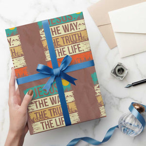 Jesus The Way The Truth The Life Wrapping Paper Roll Blessed Christians TS11 Mocha Print Your Wear