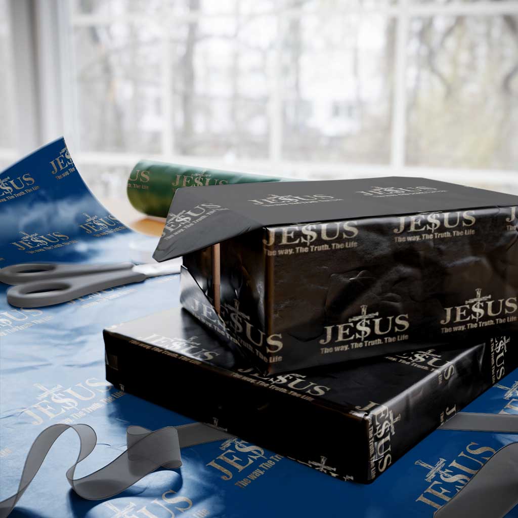Jesus The Way The Truth The Life Wrapping Paper Roll Christian Cross Nails TS11 Black Print Your Wear