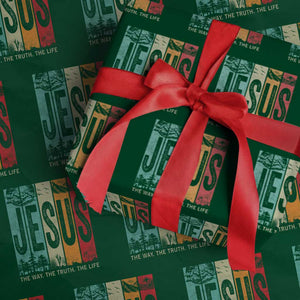 Jesus The Way The Truth The Life Wrapping Paper Roll Christian Worship TS11 Green Print Your Wear