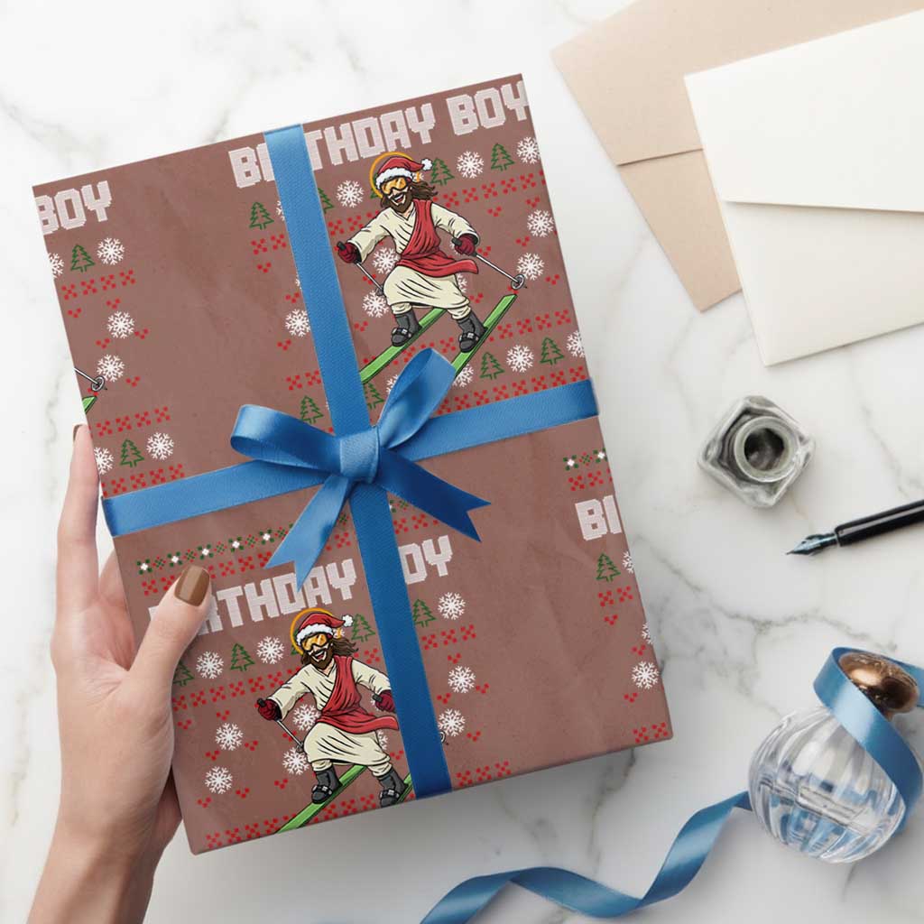 Jesus Xmas Meme Wrapping Paper Roll Snowboard Birthday Boy Ugly Xmas TS14 Mocha Print Your Wear