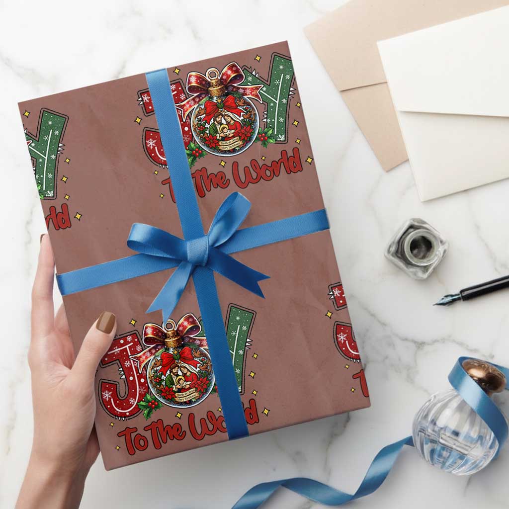 Jesus Xmas Wrapping Paper Roll Joy To The World TS14 Mocha Print Your Wear