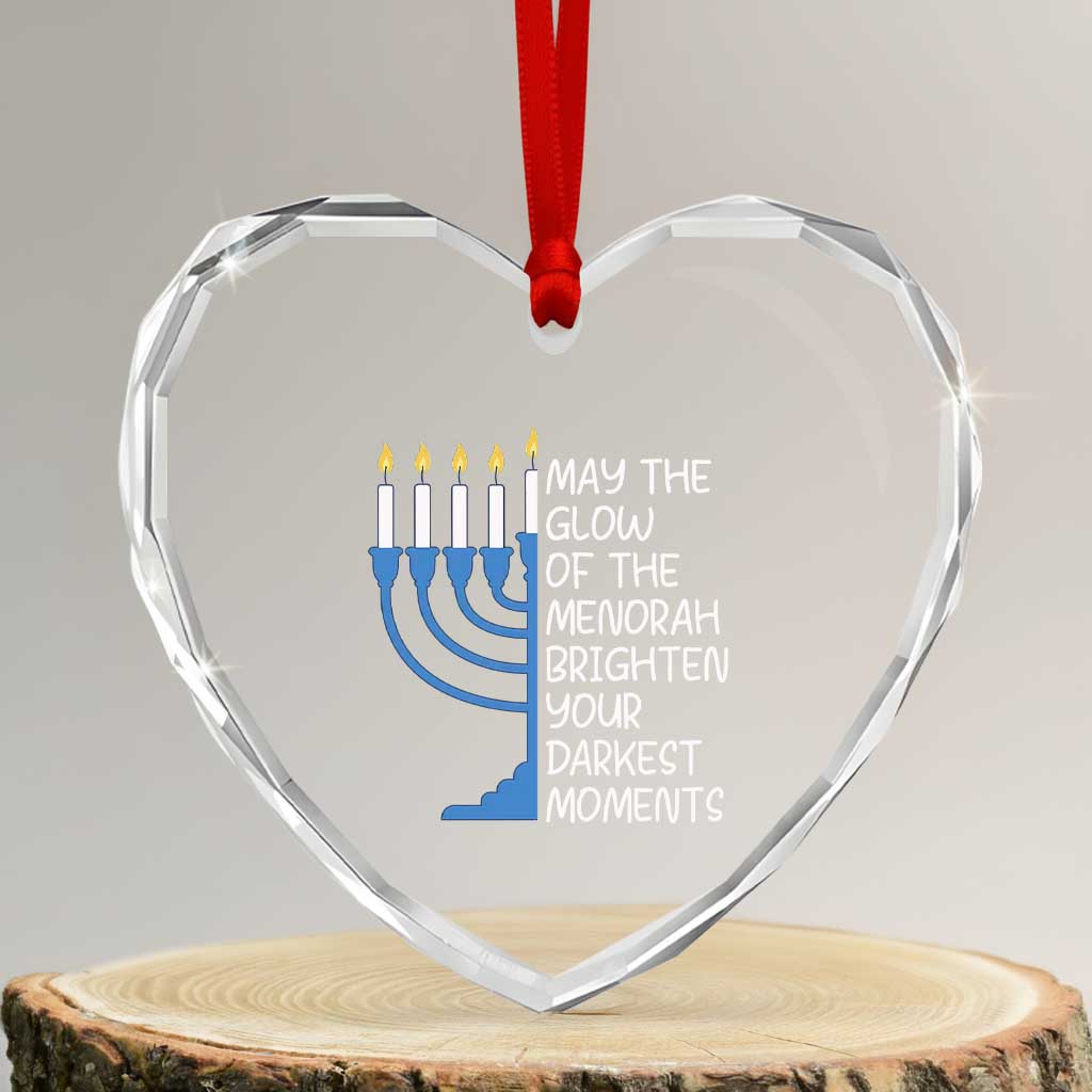 Jewish Faith and Pray Heart Crystal Glass Ornament May The Glow Of The Menorah Brighten Your Darkest Moments TS02 Transparent Glass 3'' Heart Print Your Wear
