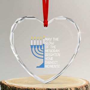Jewish Faith and Pray Heart Crystal Glass Ornament May The Glow Of The Menorah Brighten Your Darkest Moments TS02 Transparent Glass 3'' Heart Print Your Wear