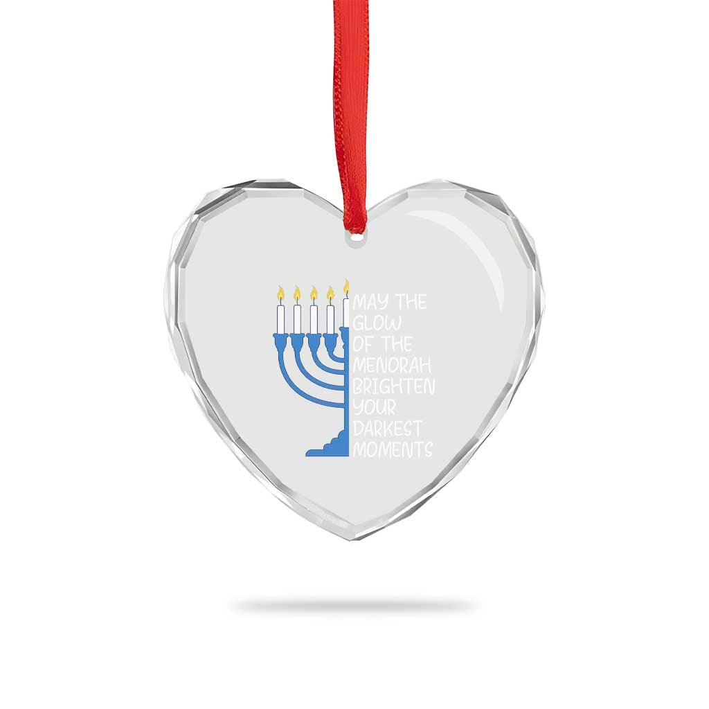 Jewish Faith and Pray Heart Crystal Glass Ornament May The Glow Of The Menorah Brighten Your Darkest Moments TS02 Print Your Wear
