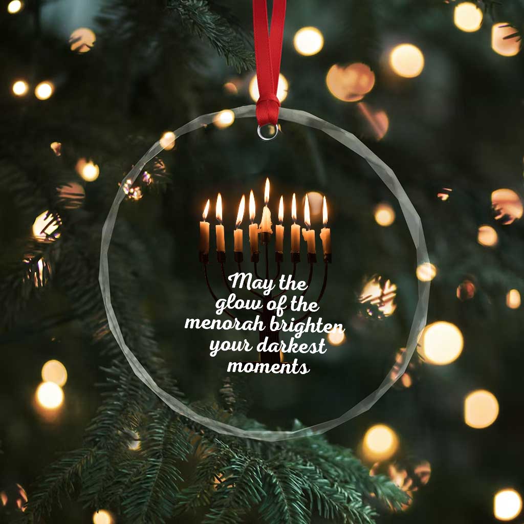 Jewish Faith and Pray Lights Crystal Glass Ornament May The Glow Of The Menorah Brighten Your Darkest Moments TS02 Print Your Wear