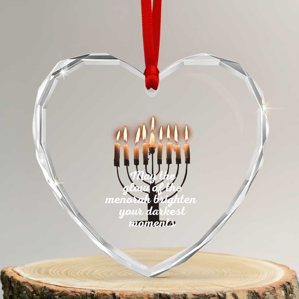 Jewish Faith and Pray Lights Heart Crystal Glass Ornament May The Glow Of The Menorah Brighten Your Darkest Moments TS02 Transparent Glass 3'' Heart Print Your Wear