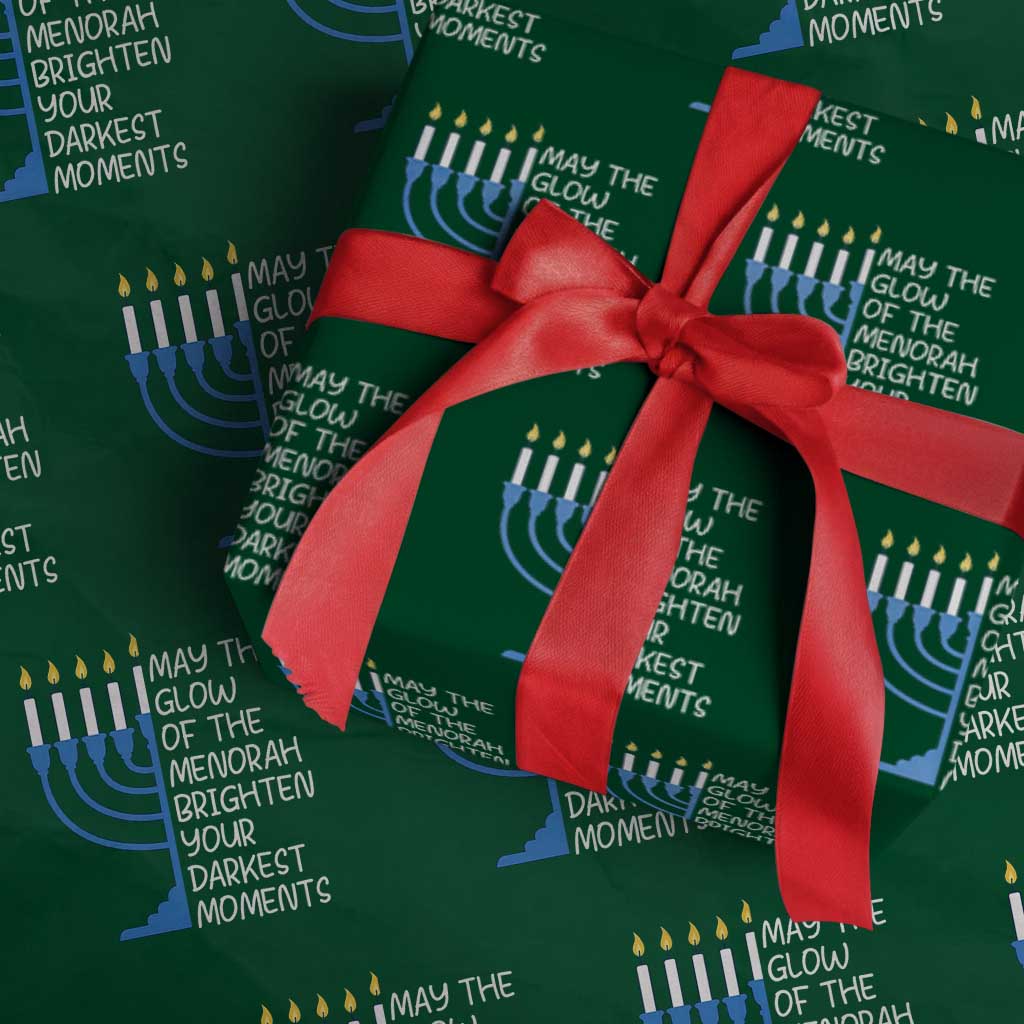 Jewish Faith and Pray Wrapping Paper Roll May The Glow Of The Menorah Brighten Your Darkest Moments TS02 Green Print Your Wear