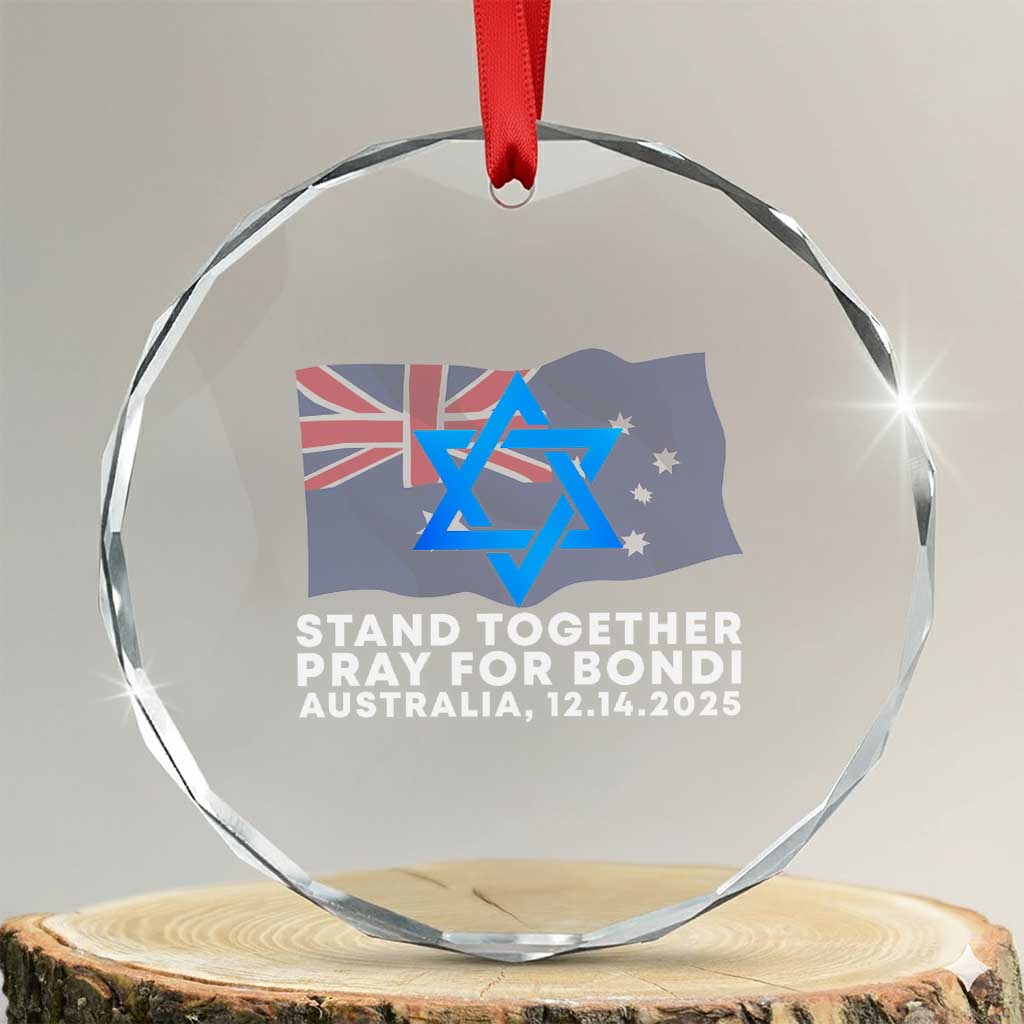 Jewish Strong Stand Together Crystal Glass Ornament Pray for Bondi Australia Hanukkah Dec 14 2025 Remembrance TS02 Transparent Glass 3'' Circle Print Your Wear