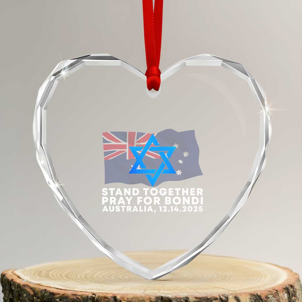Jewish Strong Stand Together Heart Crystal Glass Ornament Pray for Bondi Australia Hanukkah Dec 14 2025 Remembrance TS02 Transparent Glass 3'' Heart Print Your Wear