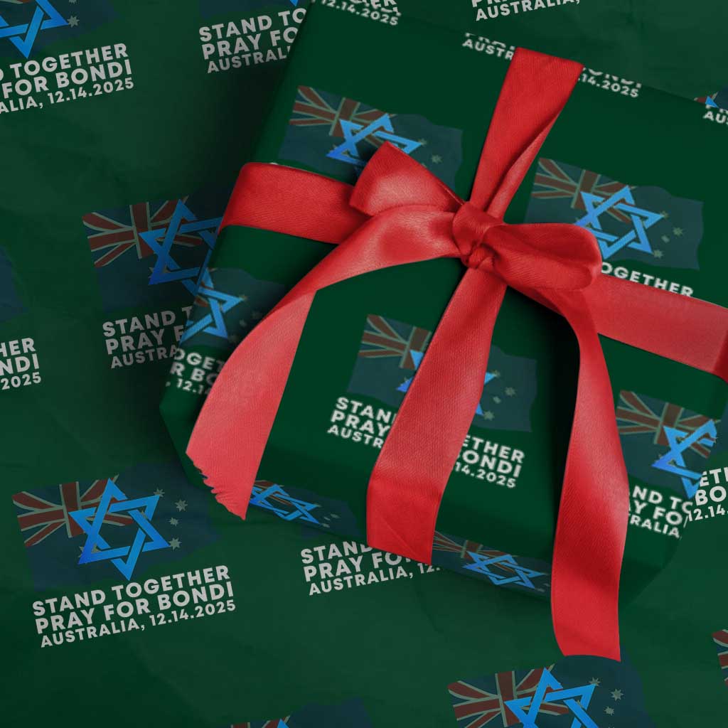 Jewish Strong Stand Together Wrapping Paper Roll Pray for Bondi Australia Hanukkah Dec 14 2025 Remembrance TS02 Green Print Your Wear