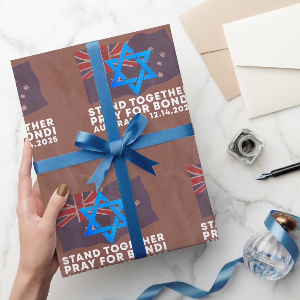 Jewish Strong Stand Together Wrapping Paper Roll Pray for Bondi Australia Hanukkah Dec 14 2025 Remembrance TS02 Mocha Print Your Wear