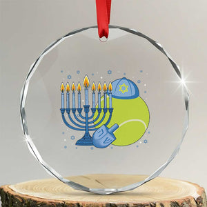 Jewish Tennis Player Hanukkah Crystal Glass Ornament Funny Racquet Lover Gift TS12 Transparent Glass 3'' Circle Print Your Wear