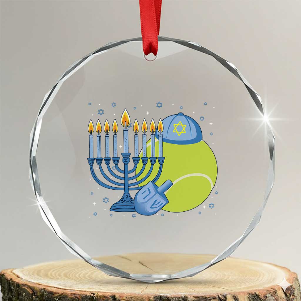 Jewish Tennis Player Hanukkah Crystal Glass Ornament Funny Racquet Lover Gift TS12 Transparent Glass 3'' Circle Print Your Wear