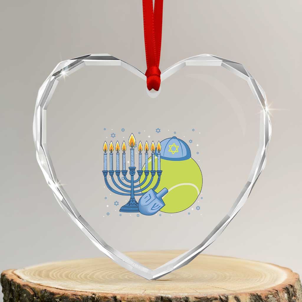 Jewish Tennis Player Hanukkah Heart Crystal Glass Ornament Funny Racquet Lover Gift TS12 Transparent Glass 3'' Heart Print Your Wear