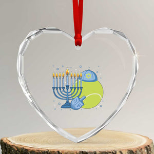 Jewish Tennis Player Hanukkah Heart Crystal Glass Ornament Funny Racquet Lover Gift TS12 Transparent Glass 3'' Heart Print Your Wear