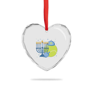 Jewish Tennis Player Hanukkah Heart Crystal Glass Ornament Funny Racquet Lover Gift TS12 Print Your Wear