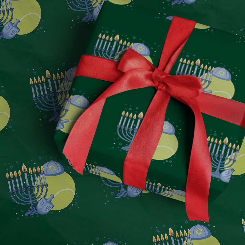 Jewish Tennis Player Hanukkah Wrapping Paper Roll Funny Racquet Lover Gift TS12 Green Print Your Wear