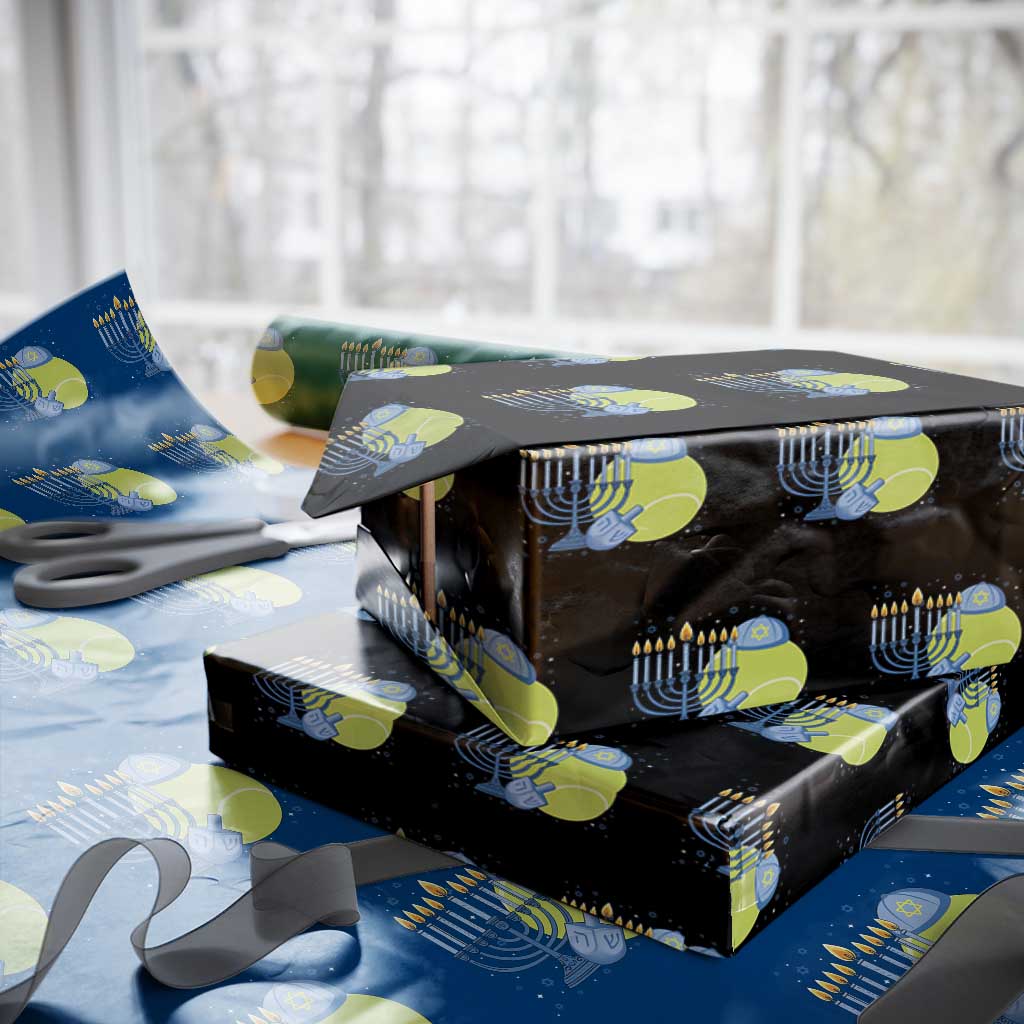 Jewish Tennis Player Hanukkah Wrapping Paper Roll Funny Racquet Lover Gift TS12 Black Print Your Wear