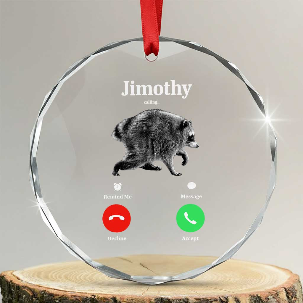 Jimothy Calling Phone Call Seattle Raccoon Crystal Glass Ornament TS10 Transparent Glass 3'' Circle Print Your Wear