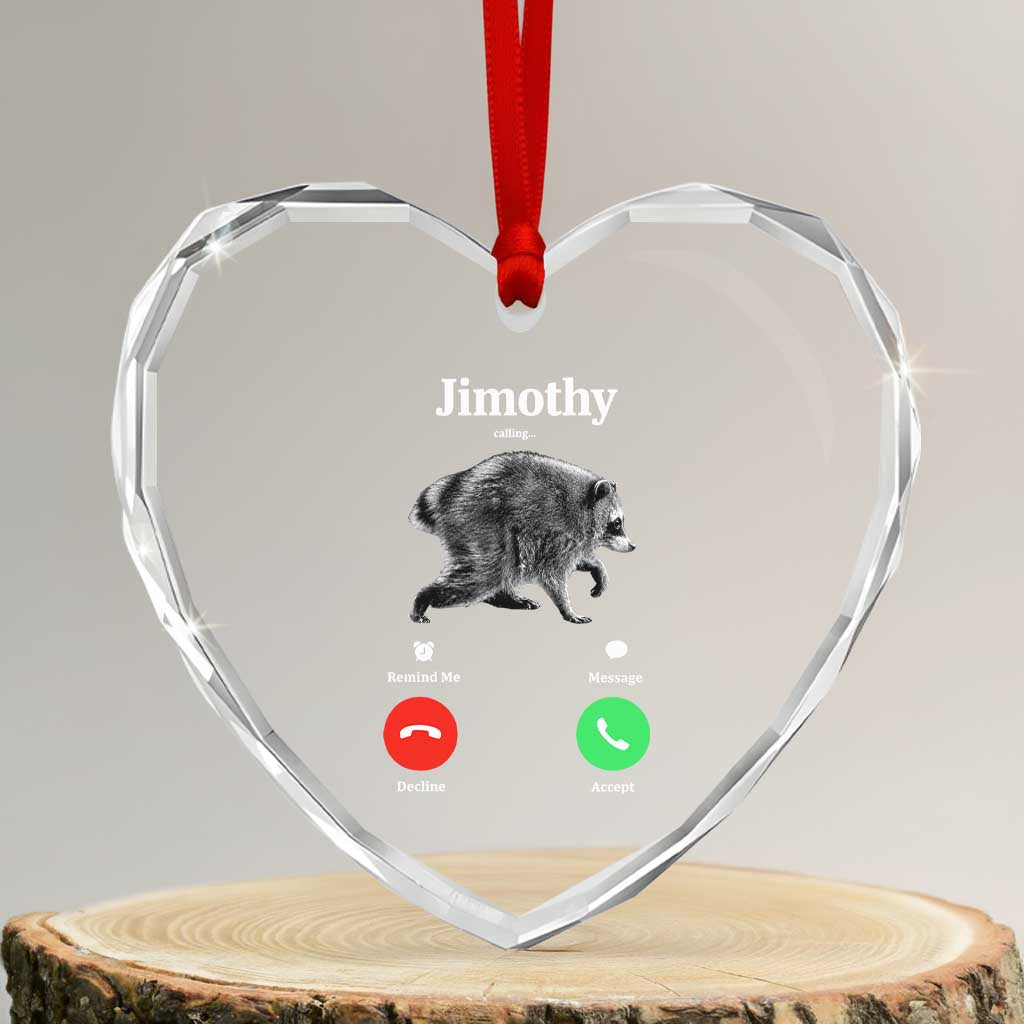 Jimothy Calling Phone Call Seattle Raccoon Heart Crystal Glass Ornament TS10 Transparent Glass 3'' Heart Print Your Wear