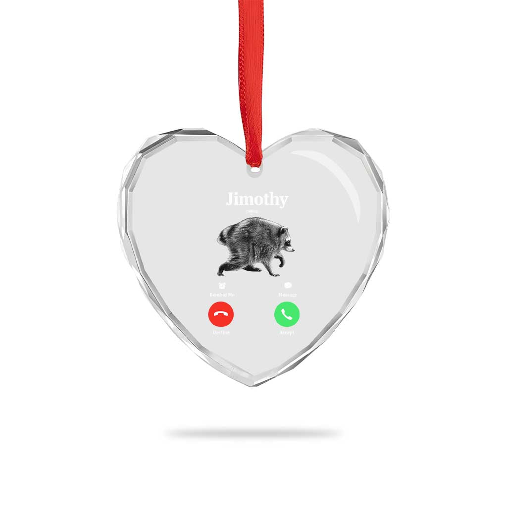 Jimothy Calling Phone Call Seattle Raccoon Heart Crystal Glass Ornament