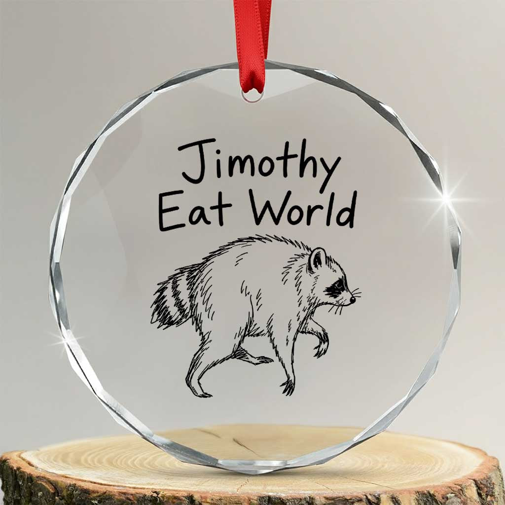 Jimothy Eat World Funny Music Parody Crystal Glass Ornament Viral Seattle Raccoon Trash Panda Meme TS02 Transparent Glass 3'' Circle Print Your Wear