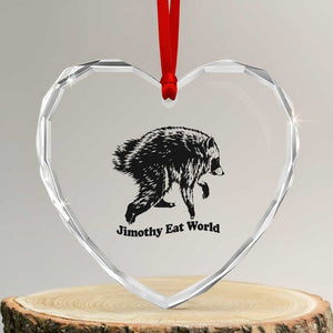 Jimothy Eat World Funny Viral Raccoon Seattle Trash Panda Heart Crystal Glass Ornament