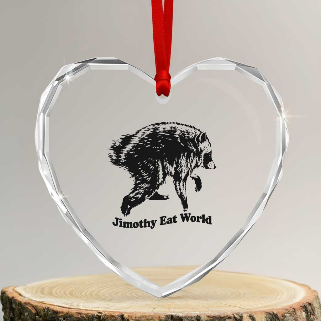 Jimothy Eat World Funny Viral Raccoon Seattle Trash Panda Heart Crystal Glass Ornament TS10 Transparent Glass 3'' Heart Print Your Wear