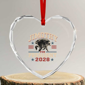 Jimothy For President 2028 Heart Crystal Glass Ornament Funny Jimothy The Raccoon Seattle Trash Panda Meme