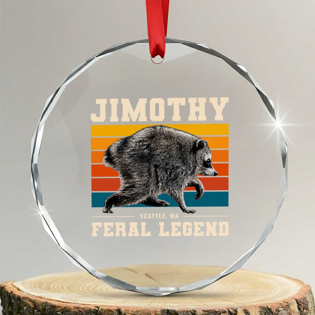 Jimothy from Seattle WA Feral Legend Raccoon Crystal Glass Ornament Viral Trash Panda Retro Sunset Strip Graphic TS02 Transparent Glass 3'' Circle Print Your Wear