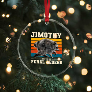 Jimothy from Seattle WA Feral Legend Raccoon Crystal Glass Ornament Viral Trash Panda Retro Sunset Strip Graphic