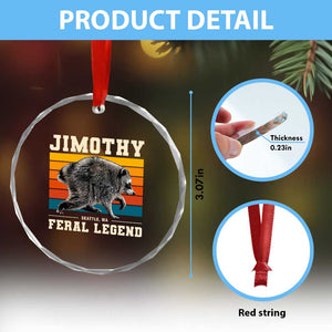 Jimothy from Seattle WA Feral Legend Raccoon Crystal Glass Ornament Viral Trash Panda Retro Sunset Strip Graphic