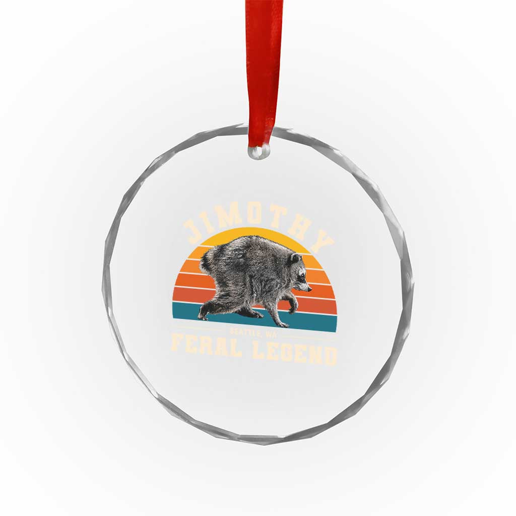 Jimothy from Seattle WA Feral Legend Raccoon Crystal Glass Ornament Viral Trash Panda Vintage Sunset Arch Graphic