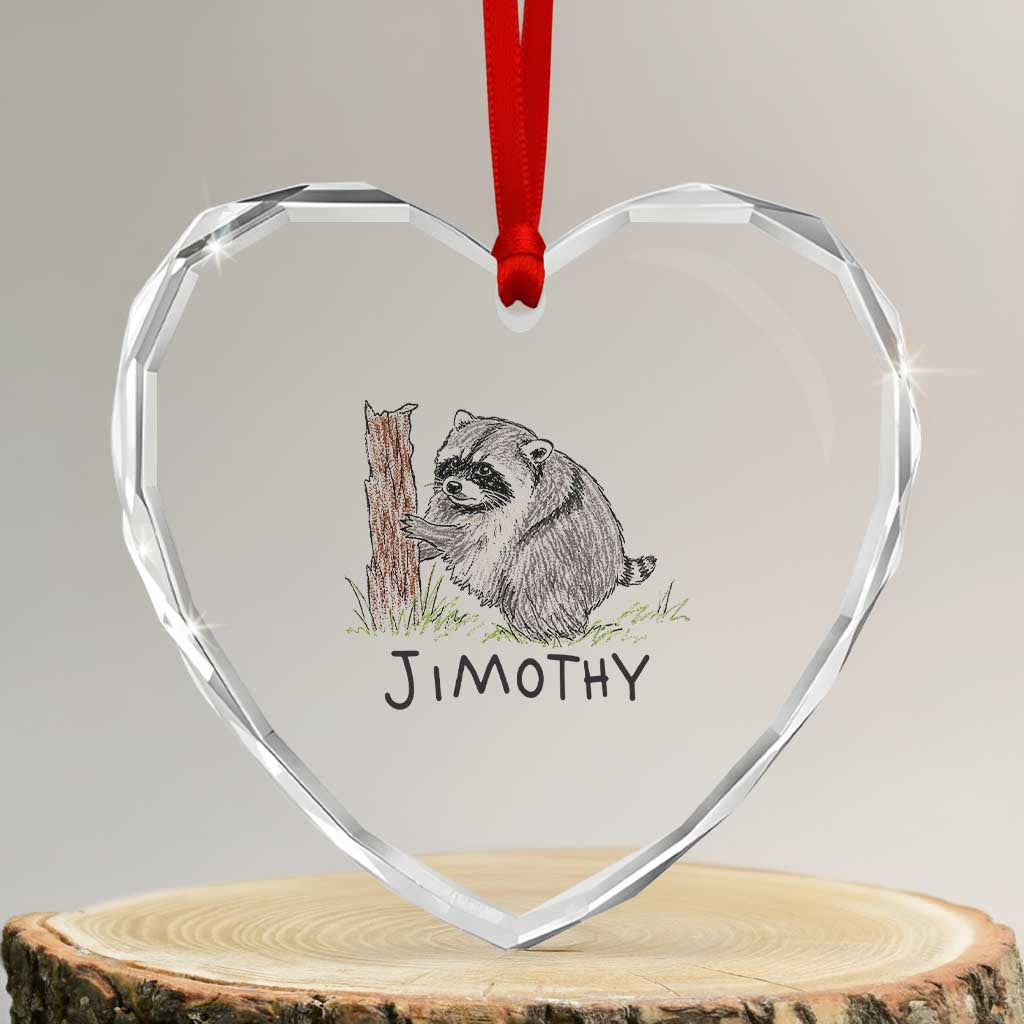 Jimothy Funny Viral Seattle Raccoon Crayon Drawing Graphic Heart Crystal Glass Ornament Trash Panda Feral Legend Supporter TS02 Transparent Glass 3'' Heart Print Your Wear