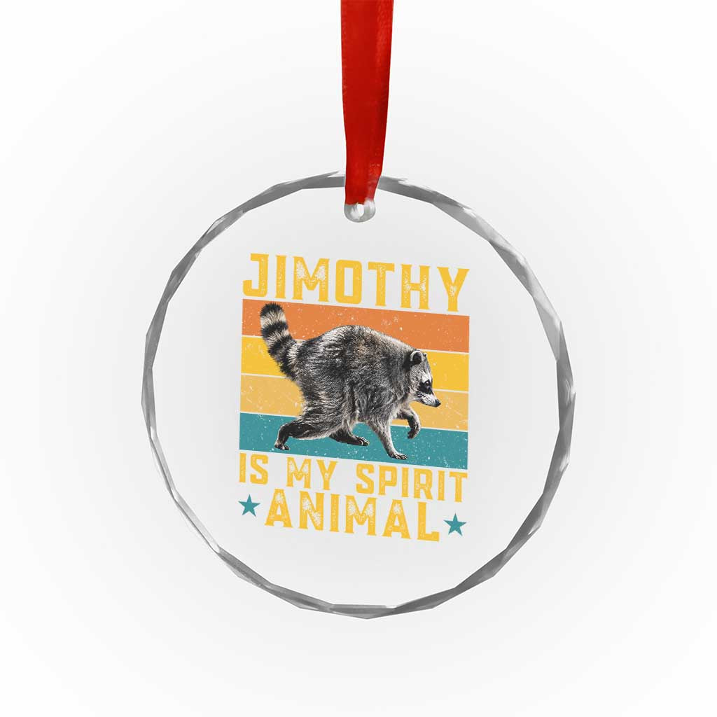 Jimothy Is My Spirit Animal Seattle Raccoon Lover Crystal Glass Ornament Retro Sunset Viral Ballard Trash Panda Graphic