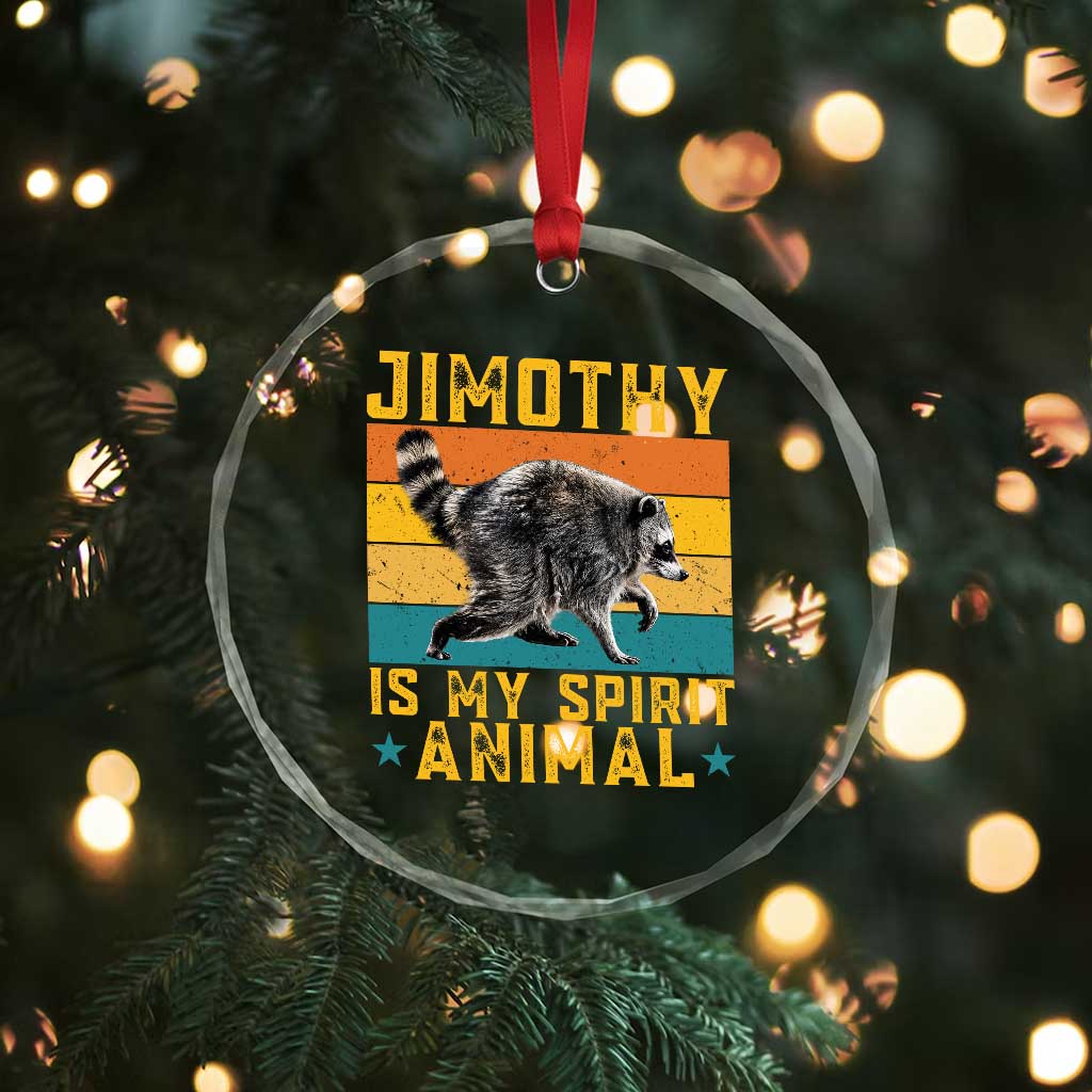 Jimothy Is My Spirit Animal Seattle Raccoon Lover Crystal Glass Ornament Retro Sunset Viral Ballard Trash Panda Graphic