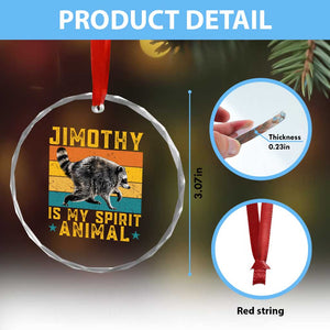Jimothy Is My Spirit Animal Seattle Raccoon Lover Crystal Glass Ornament Retro Sunset Viral Ballard Trash Panda Graphic
