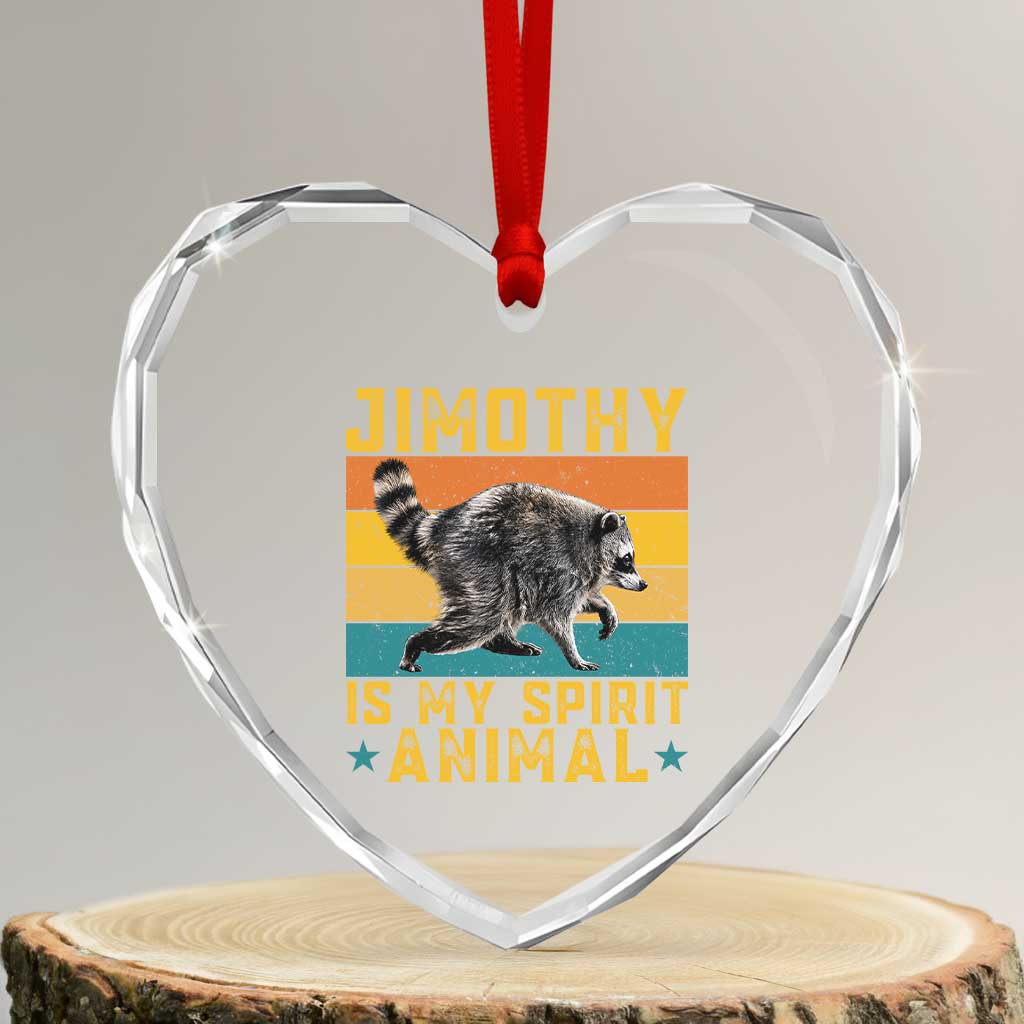 Jimothy Is My Spirit Animal Seattle Raccoon Lover Heart Crystal Glass Ornament Retro Sunset Viral Ballard Trash Panda Graphic TS02 Transparent Glass 3'' Heart Print Your Wear