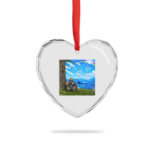 Jimothy Raccoon Dreamcore Heart Crystal Glass Ornament Seattle Trash Panda Gen Z Humor Rainbow Aesthetic