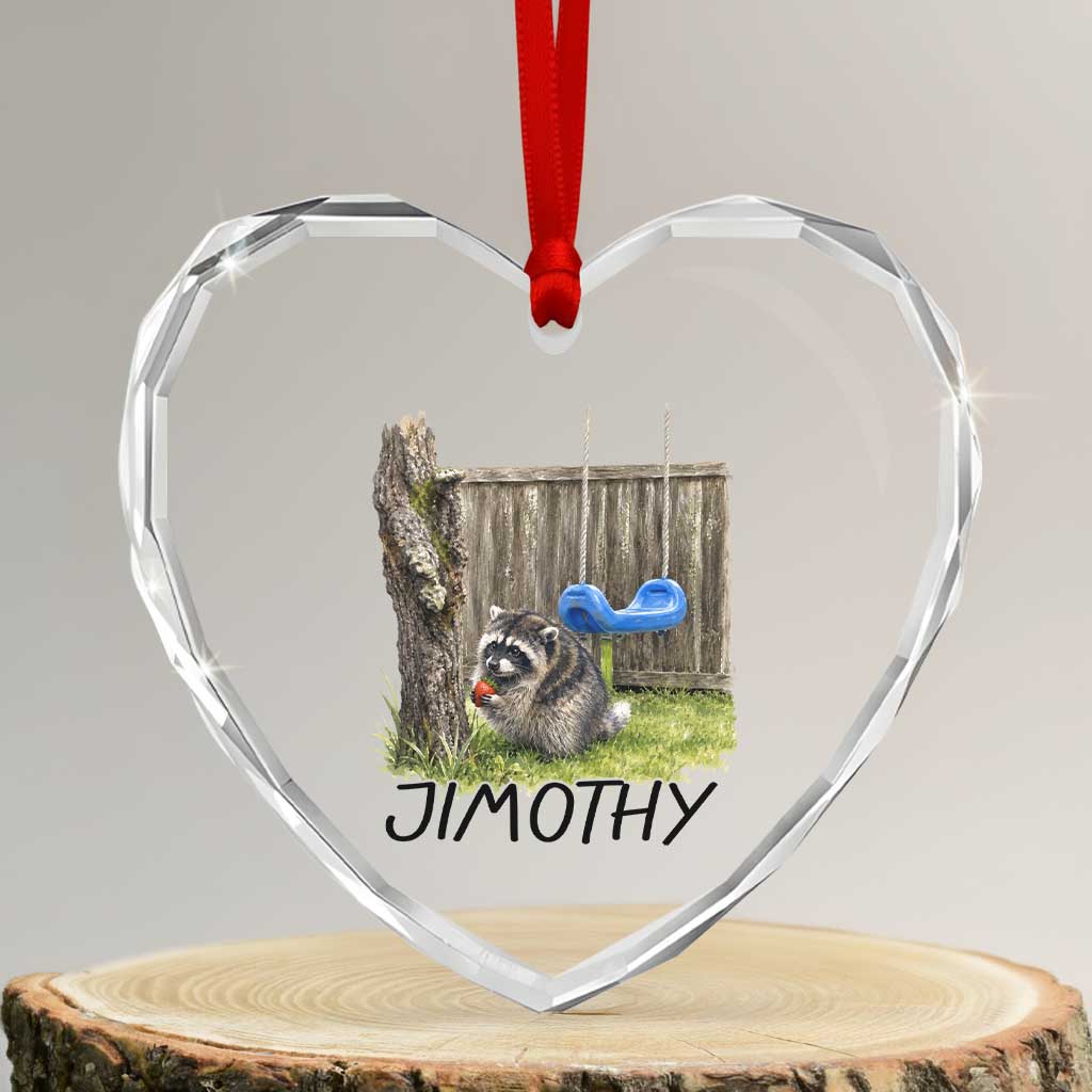 Jimothy Raccoon Heart Crystal Glass Ornament Cute Seattle Trash Panda Viral Meme TS10 Transparent Glass 3'' Heart Print Your Wear