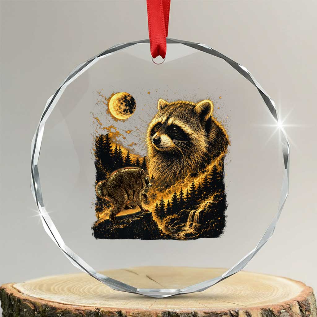 Jimothy Raccoon Howling at The Moon Parody 90s Retro Crystal Glass Ornament TS11 Transparent Glass 3'' Circle Print Your Wear