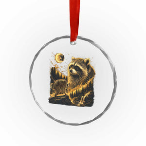 Jimothy Raccoon Howling at The Moon Parody 90s Retro Crystal Glass Ornament