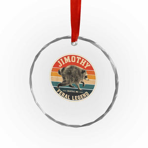 Jimothy Raccoon Seattle Feral Legend Crystal Glass Ornament Funny Trash Panda Meme Retro