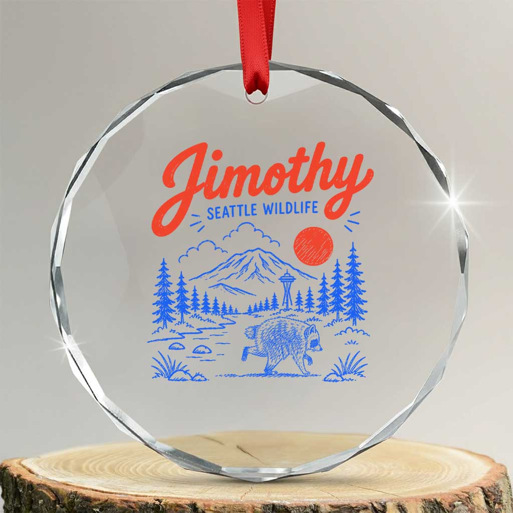 Jimothy Seattle Raccoon Crystal Glass Ornament Vintage Graphic Viral Short Spine Trash Panda Wildlife TS10 Transparent Glass 3'' Circle Print Your Wear
