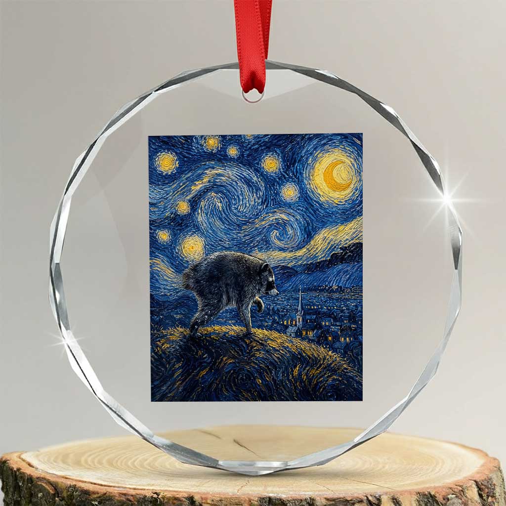 Jimothy Seattle Raccoon Starry Night Parody Graphic Crystal Glass Ornament Trash Panda Feral Legend Supporter TS02 Transparent Glass 3'' Circle Print Your Wear