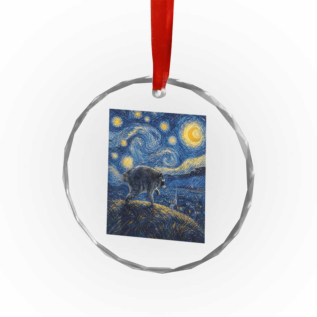Jimothy Seattle Raccoon Starry Night Parody Graphic Crystal Glass Ornament Trash Panda Feral Legend Supporter
