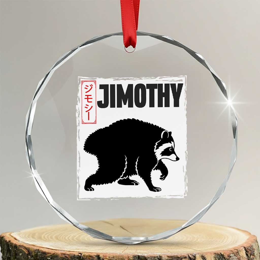 Jimothy The Raccoon Crystal Glass Ornament Japanese Style Trash Panda Graphic TS12 Transparent Glass 3'' Circle Print Your Wear