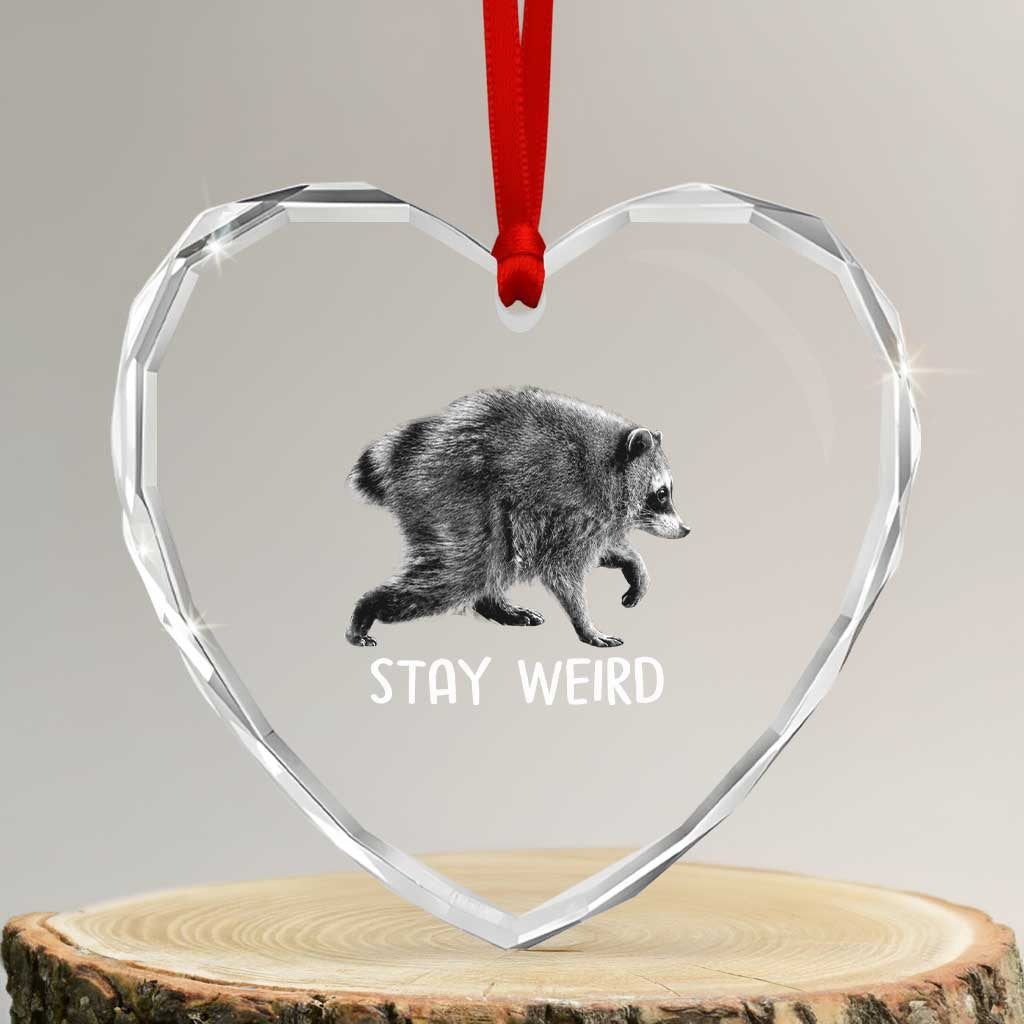 Jimothy the Raccoon Funny Stay Weird Heart Crystal Glass Ornament Seattle Short Spine Trash Panda TS11 Transparent Glass 3'' Heart Print Your Wear